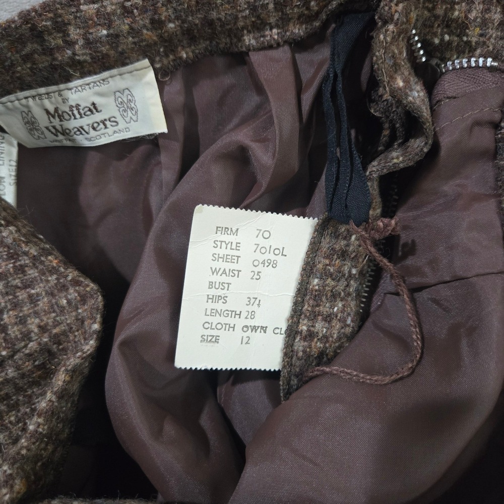 Vtg Moffat Weaver Wool Tweed Vest Skirt 12 Brown Scotland Dark Academia Heritage - Picture 6 of 11